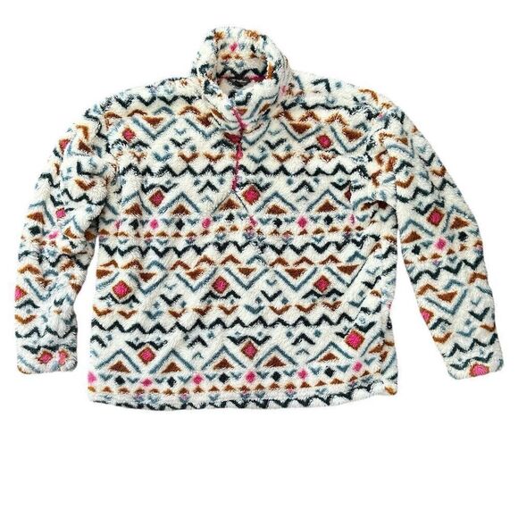 Eddie Bauer Women's XL Geometric Fleece Pullover Multicolor Cozy Warm - Picture 1 of 4